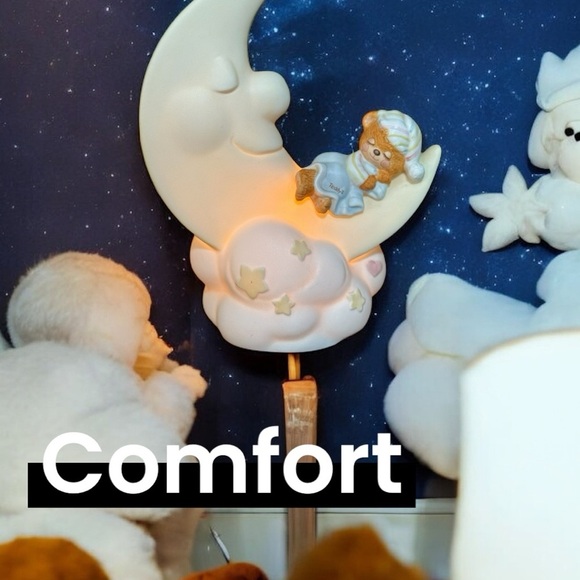 Vintage 1982 Enesco Teddy Beddy Bear Moon Nightlight Nursery Lamp - Picture 1 of 6